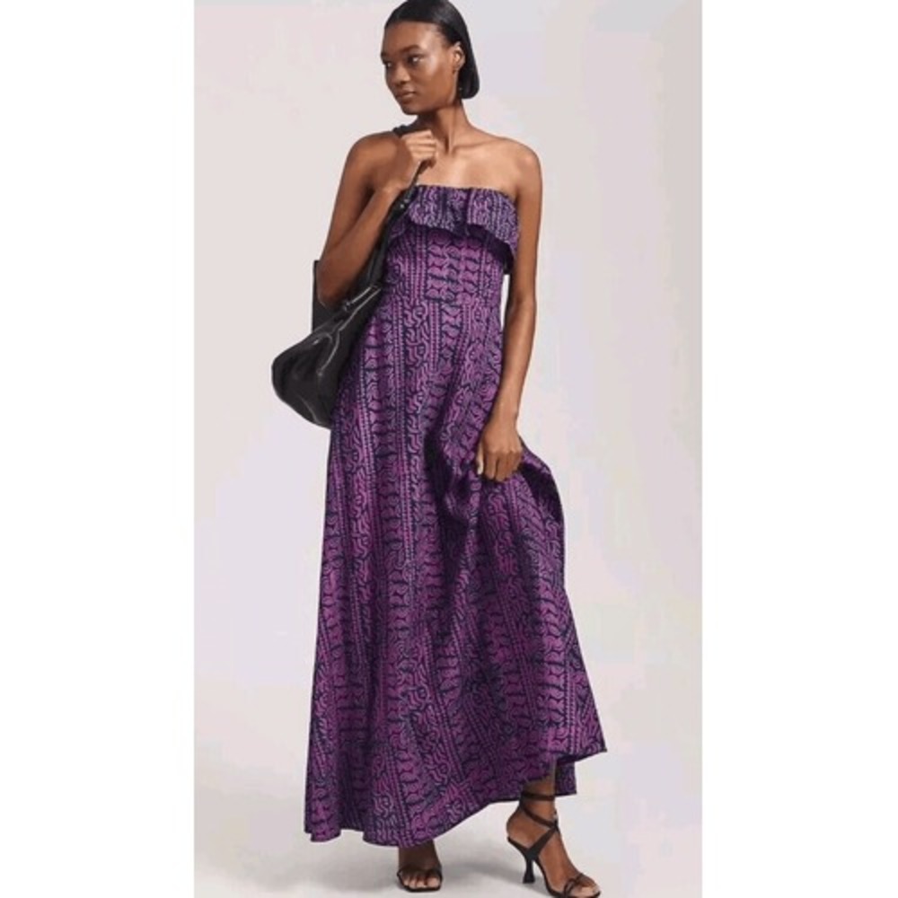 Anthropologie Kahindo Strapless Ruffled Maxi Dress 2XL MSRP $448 EUC 100% Cotton
